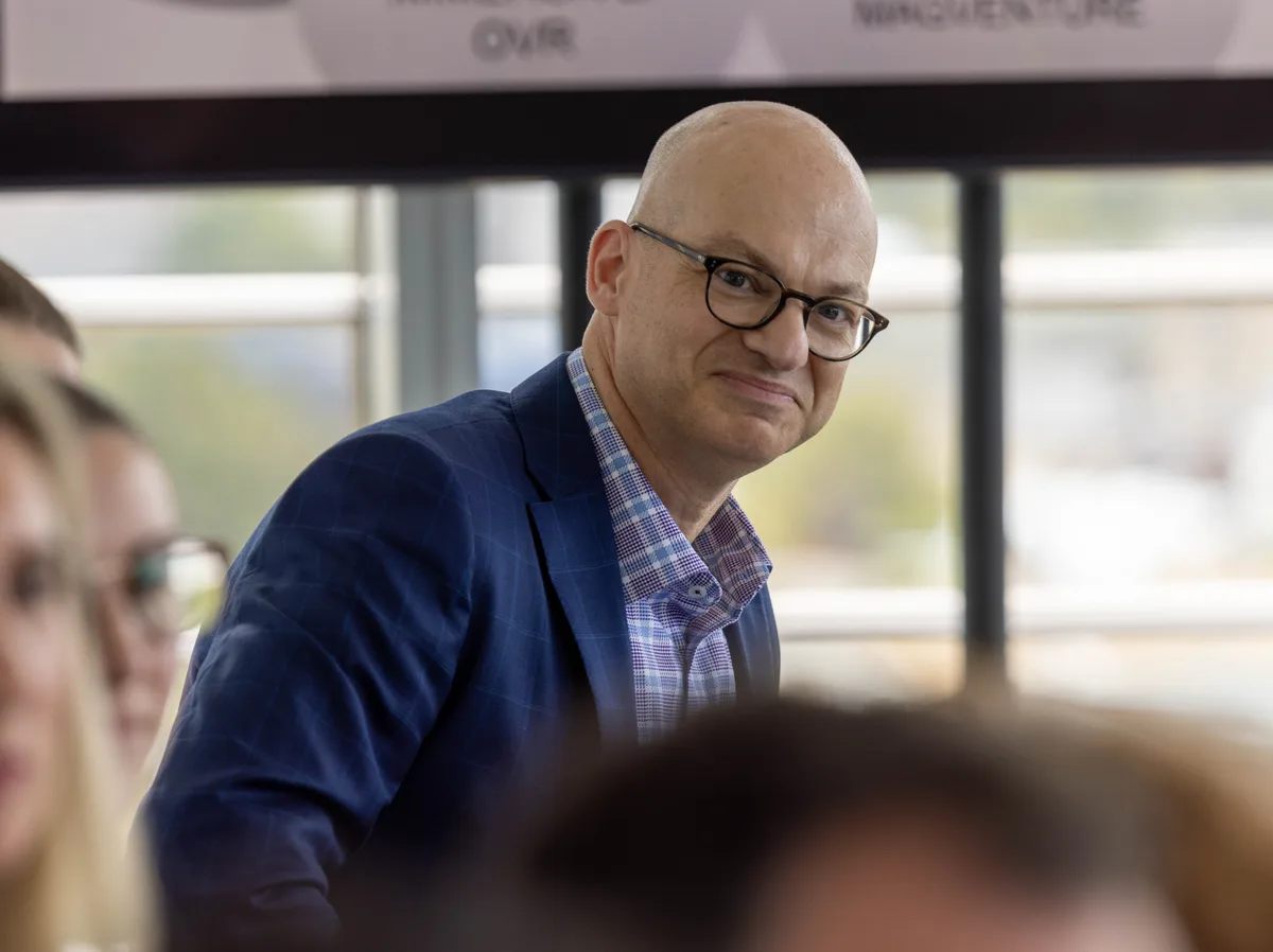 A/Prof Gary Galambos smiling during a MindSkiller presentation session