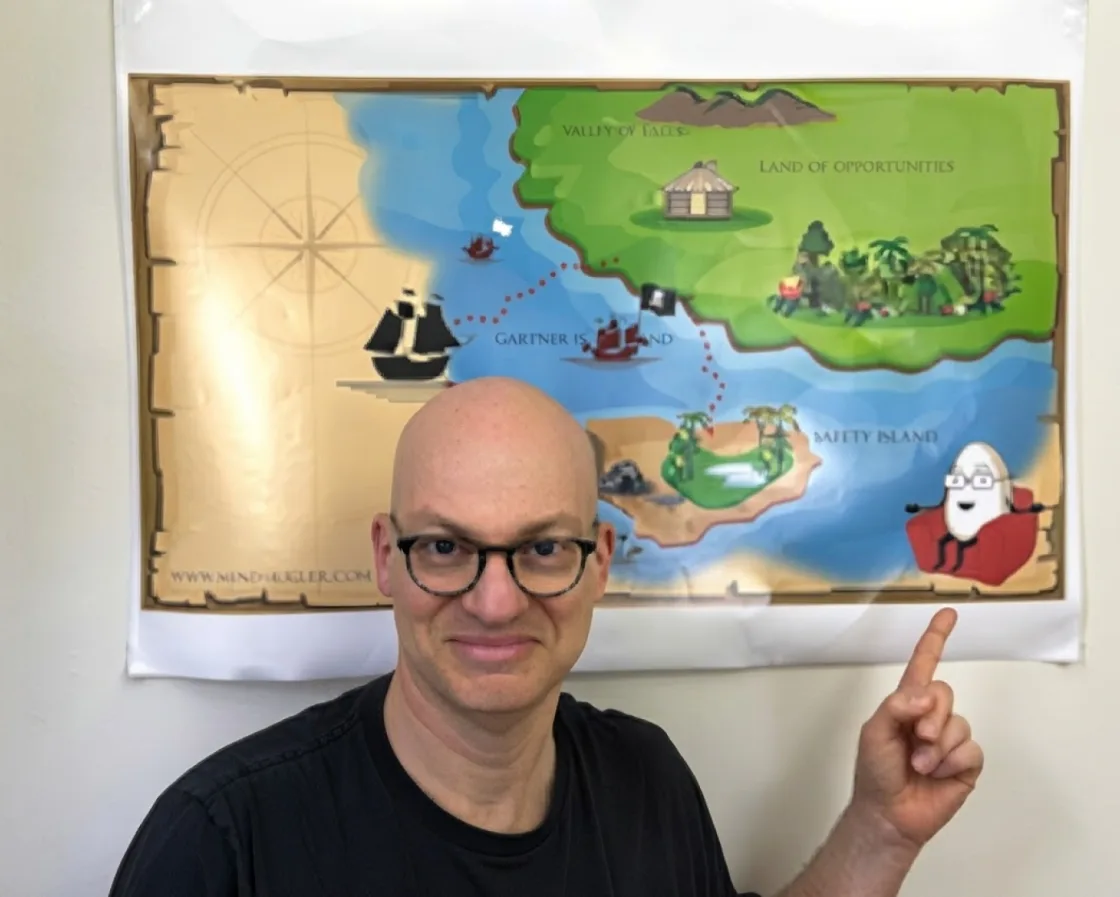 Dr Gary Galambos presenting the MindSkiller journey map during a teaching session